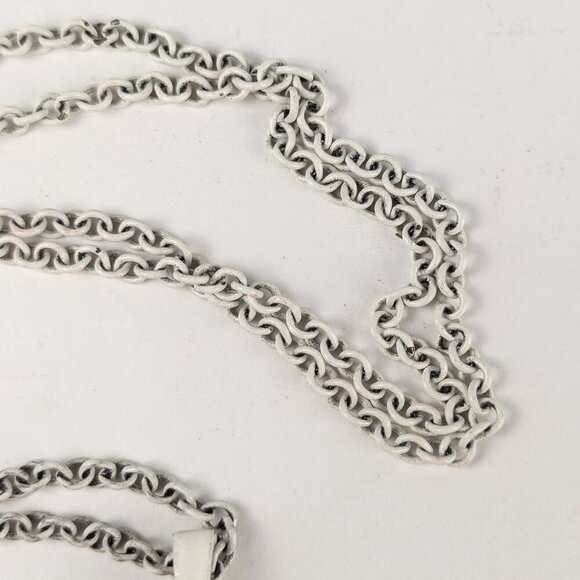 Vintage Trifari White Metal Statement Necklace - Picture 7 of 8